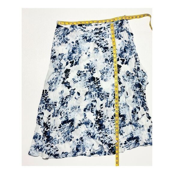 JustFab Women's‎ Floral Faux Wrap Top & Asymmetrical Ruffle Skirt Set Blue XL - Picture 12 of 16